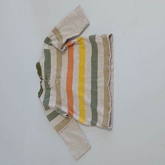 Baby Okie dokie 6-9 months tee shirt robot long sleeve layer look striped orange - Picture 5 of 9